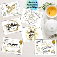 24er Set Geburtstagskarten mit Umschlag Glückwunschkarten Postkarte als Grußkarten