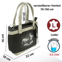 Domelo kleine schwarze Leder Handtasche/ Umhängetasche bestickt mit Reh- Motiv