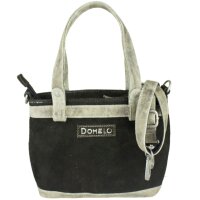 Domelo kleine schwarze Leder Handtasche/ Umhängetasche bestickt mit Reh- Motiv