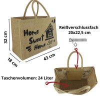 Domelo große Jute Einkaufskorb, 100% Vegane Einkaufstasche/ Handtasche