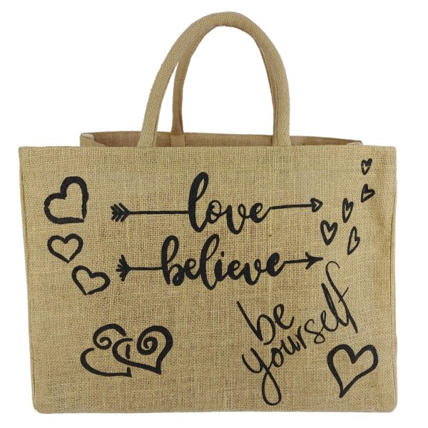 Domelo große Jute Einkaufskorb, 100% Vegane Einkaufstasche/ Handtasche