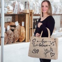 Domelo große Jute Einkaufskorb, 100% Vegane Einkaufstasche/ Handtasche