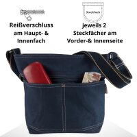 Domelo Damen gewachste Canvas Umhängetasche. Dunkelblaue wasserabweisende Hobo Tasche