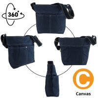 Domelo Damen gewachste Canvas Umhängetasche. Dunkelblaue wasserabweisende Hobo Tasche