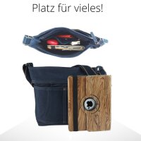 Domelo Damen gewachste Canvas Umhängetasche. Dunkelblaue wasserabweisende Hobo Tasche