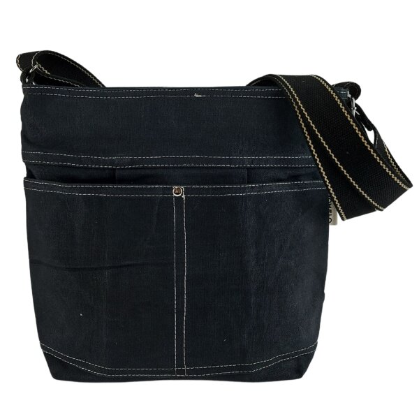 Domelo Damen gewachste Canvas Umhängetasche. Schwarze wasserabweisende Hobo Tasche