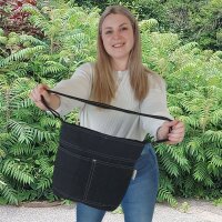 Domelo Damen gewachste Canvas Umhängetasche. Schwarze wasserabweisende Hobo Tasche
