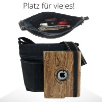 Domelo Damen gewachste Canvas Umhängetasche. Schwarze wasserabweisende Hobo Tasche