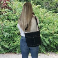 Domelo Damen gewachste Canvas Umhängetasche. Schwarze wasserabweisende Hobo Tasche