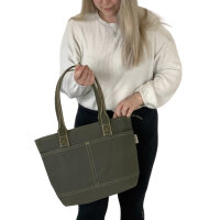 Domelo Damen gewachste Canvas Shopper. Khaki grün...