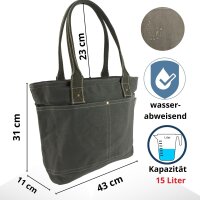 Domelo Damen gewachste Canvas Shopper. Khaki grün wasserabweisende Handtasche