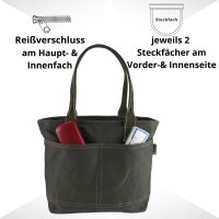 Domelo Damen gewachste Canvas Shopper. Khaki grün wasserabweisende Handtasche