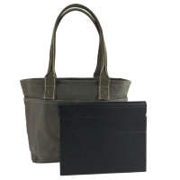 Domelo Damen gewachste Canvas Shopper. Khaki grün wasserabweisende Handtasche