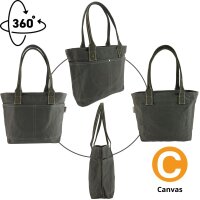 Domelo Damen gewachste Canvas Shopper. Khaki grün wasserabweisende Handtasche