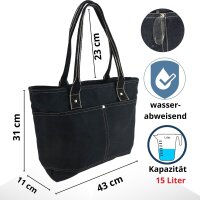 Domelo Damen gewachste Canvas Shopper.Schwarze wasserabweisende Handtasche