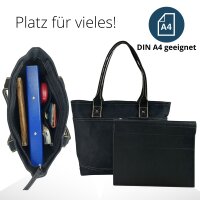Domelo Damen gewachste Canvas Shopper.Schwarze wasserabweisende Handtasche