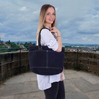 Domelo Damen gewachste Canvas Shopper.Schwarze wasserabweisende Handtasche