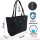 Domelo Damen gewachste Canvas Shopper.Schwarze wasserabweisende Handtasche
