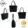 Domelo Damen gewachste Canvas Shopper.Schwarze wasserabweisende Handtasche