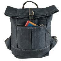 Domelo gewachste Canvas Rucksack. Schwarze wasserabweisende Unisex Backpack