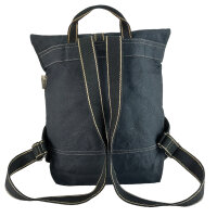 Domelo gewachste Canvas Rucksack. Schwarze wasserabweisende Unisex Backpack