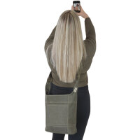 Domelo Damen gewachste Canvas Umhängetasche. Khaki...