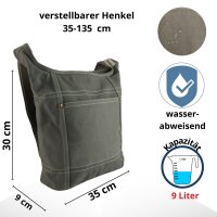 Domelo Damen gewachste Canvas Umhängetasche. Khaki grün wasserabweisende Hobo Tasche