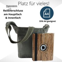 Domelo Damen gewachste Canvas Umhängetasche. Khaki grün wasserabweisende Hobo Tasche