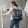Domelo Trachten Rucksack/ Umhängetasche für Mädchen. Backpack aus Upcycling Jeans/Canvas Reh-Motiv