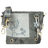 Domelo Trachtentasche Canvas Umhängetasche mit bedruckte Reh/ Edleweiss Motiv