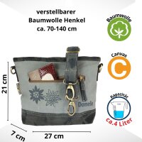 Domelo Trachtentasche Canvas Umhängetasche mit bedruckte Reh/ Edleweiss Motiv