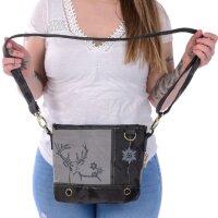 Domelo Trachtentasche Canvas Umhängetasche mit bedruckte Reh/ Edleweiss Motiv