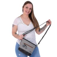 Domelo Trachtentasche Canvas Umhängetasche mit bedruckte Reh/ Edleweiss Motiv