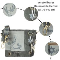 Domelo Trachtentasche Canvas Umhängetasche mit bedruckte Reh/ Edleweiss Motiv