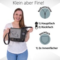 Domelo Trachtentasche Canvas Umhängetasche mit bedruckte Reh/ Edleweiss Motiv