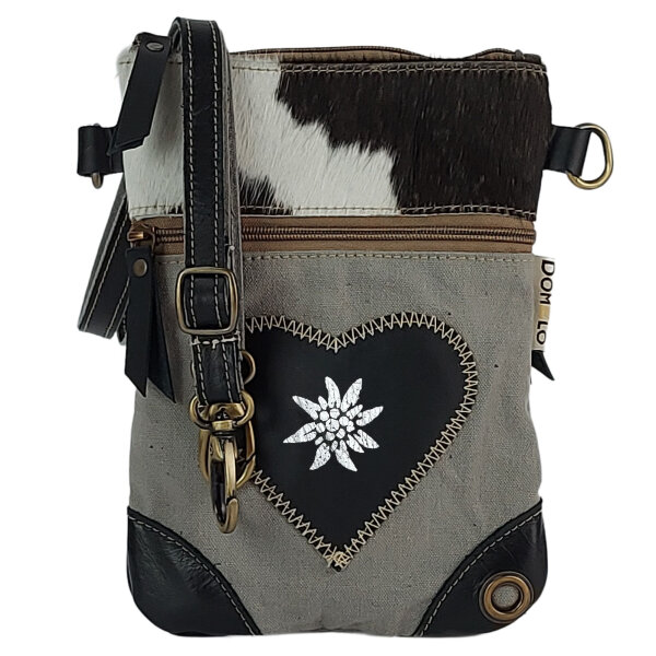 Domelo canvas woman bag small shoulder bag crossbody brown fur