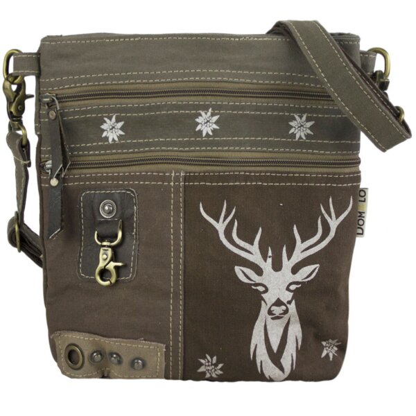 Domelo canvas woman bag small shoulder bag green crossbody brown