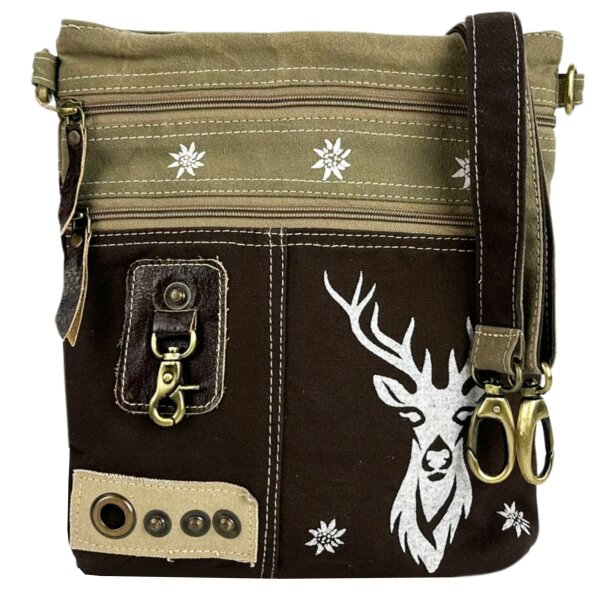 Domelo canvas woman bag small shoulder bag green crossbody brown