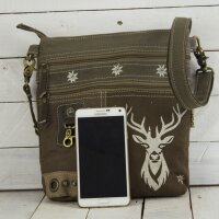 Domelo canvas woman bag small shoulder bag green crossbody brown