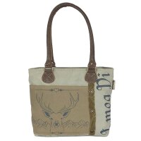 Domelo Canvas Handtasche. Schultertasche in beige/braun...