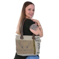 Domelo Canvas Handtasche. Schultertasche in beige/braun...