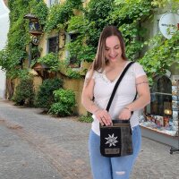 Domelo kleine Canvas Trachtentasche.Canvas Umhängetasche mit Edelweissmotiv