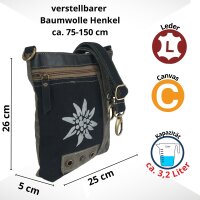 Domelo kleine Canvas Trachtentasche.Canvas Umhängetasche mit Edelweissmotiv