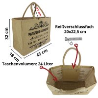 Domelo große Jute Einkaufskorb, 100% Vegane Einkaufstasche/ Handtasche
