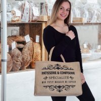 Domelo große Jute Einkaufskorb, 100% Vegane Einkaufstasche/ Handtasche