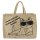 Domelo große Jute Einkaufskorb, 100% Vegane Einkaufstasche/Jutetasche/Shopper mit Katzenmotiv