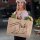 Domelo große Jute Einkaufskorb, 100% Vegane Einkaufstasche/Jutetasche/Shopper mit Katzenmotiv