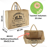 Domelo große Jute Einkaufskorb, 100% Vegane Einkaufstasche/Jutetasche/Shopper mit Pferdemotiv