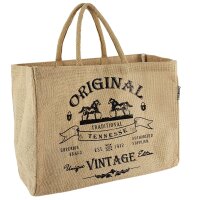 Domelo große Jute Einkaufskorb, 100% Vegane Einkaufstasche/Jutetasche/Shopper mit Pferdemotiv