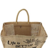 Domelo große Jute Einkaufskorb, 100% Vegane Einkaufstasche/Jutetasche/Shopper Strandtasche